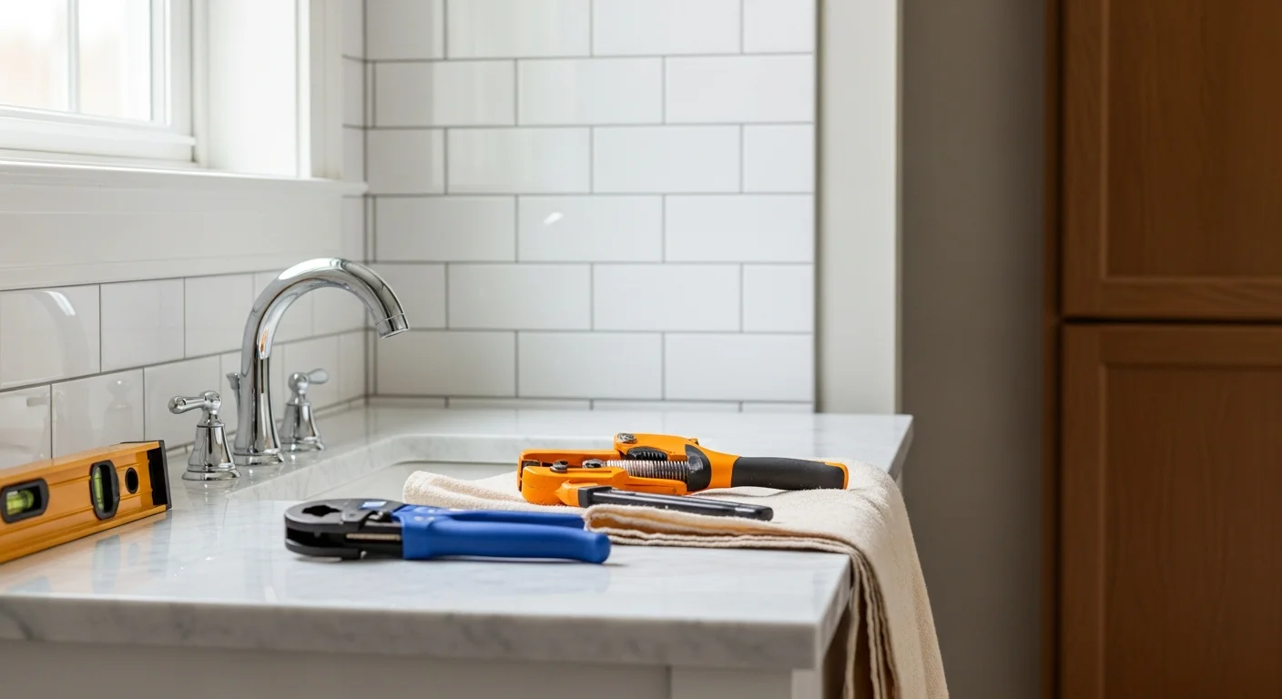 Modern bathroom with new fixtures and tile work after remodeling