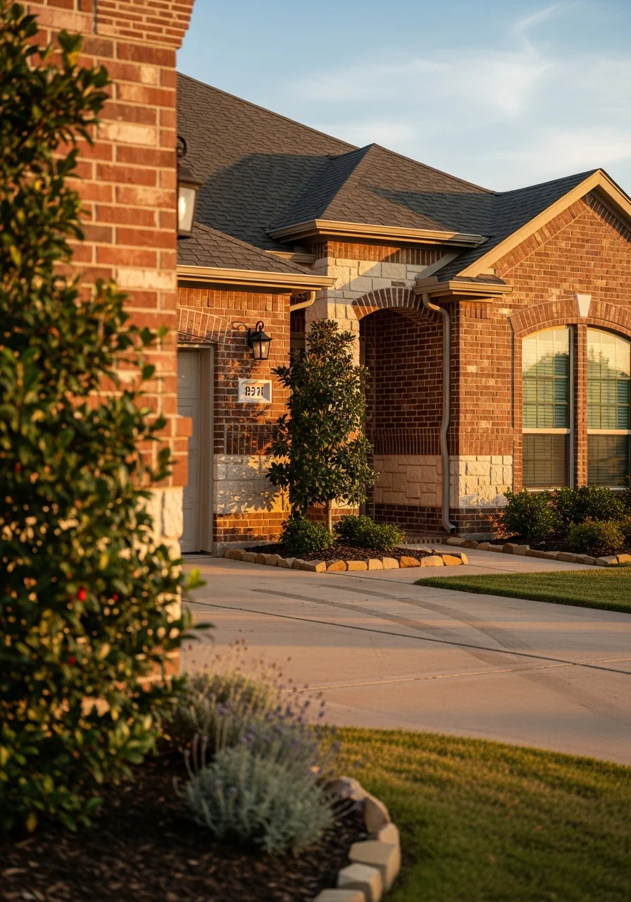 Portrait of a Burleson residential property showing a well-maintained home with landscaping and clear driveway.